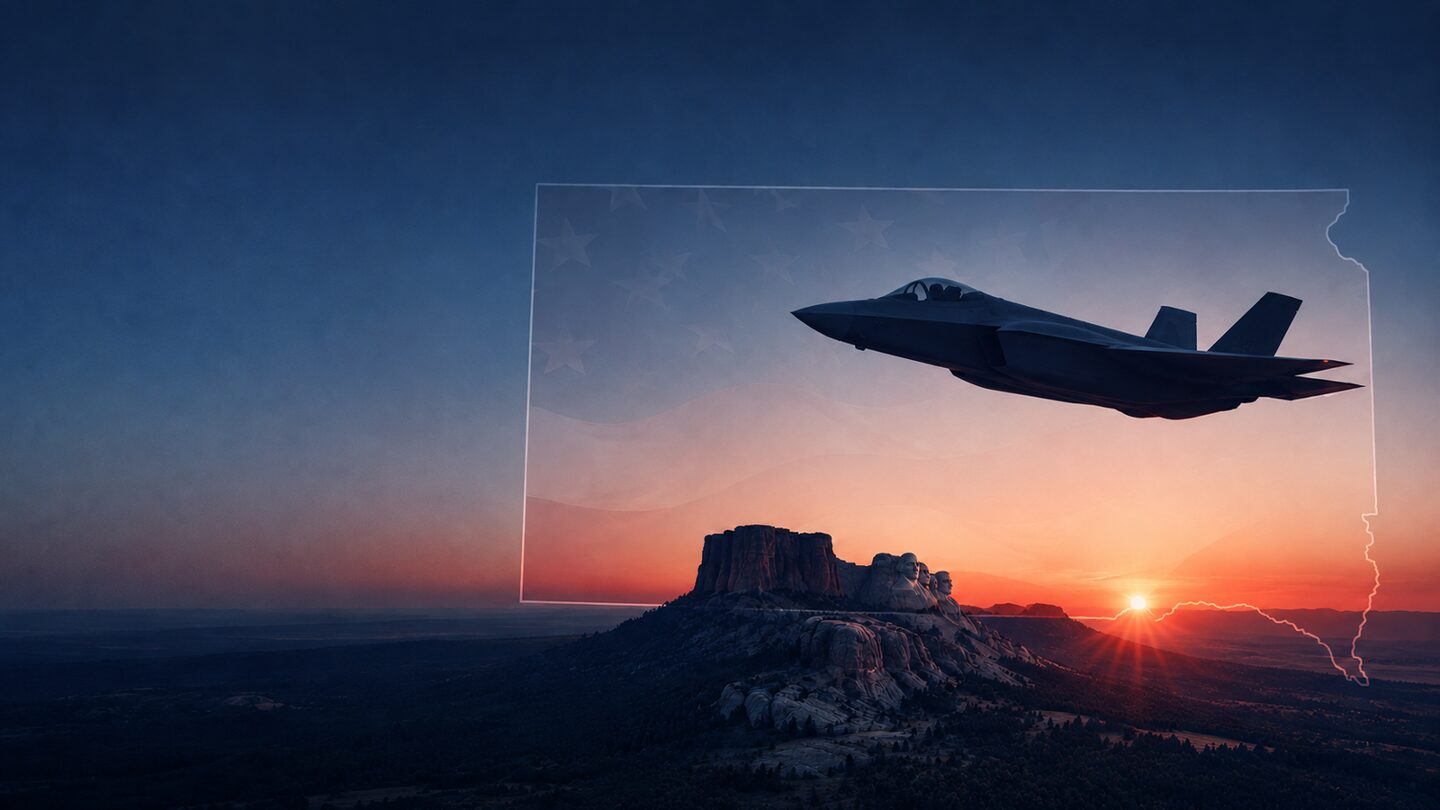 F-35 Lightning II over South Dakota campaign artwork