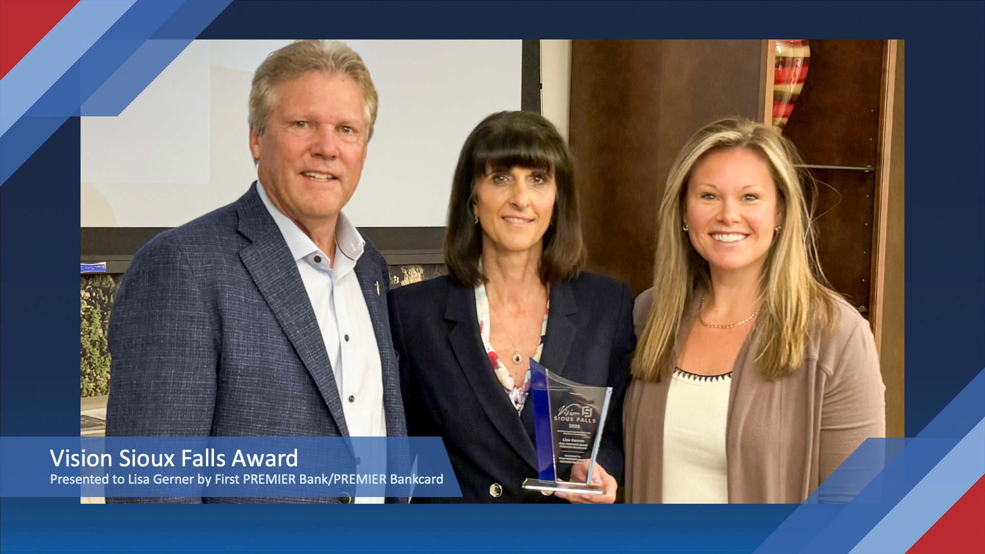 Vision Sioux Falls Award Presented to Lisa Gerner by First PREMIER Bank/PREMIER Bankcard
