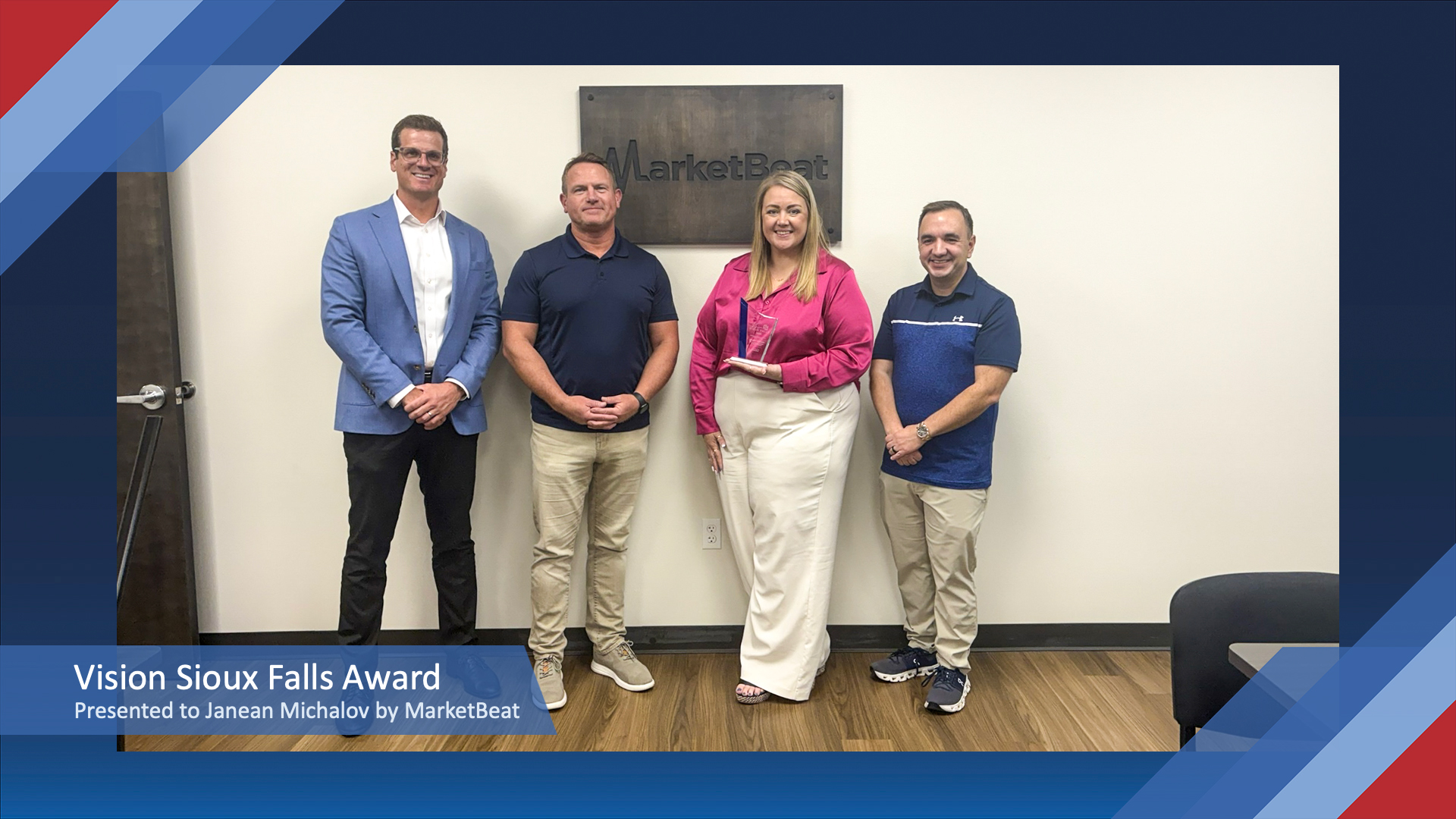 Vision Sioux Falls Award Presented to Janean Michalov by MarketBeat
