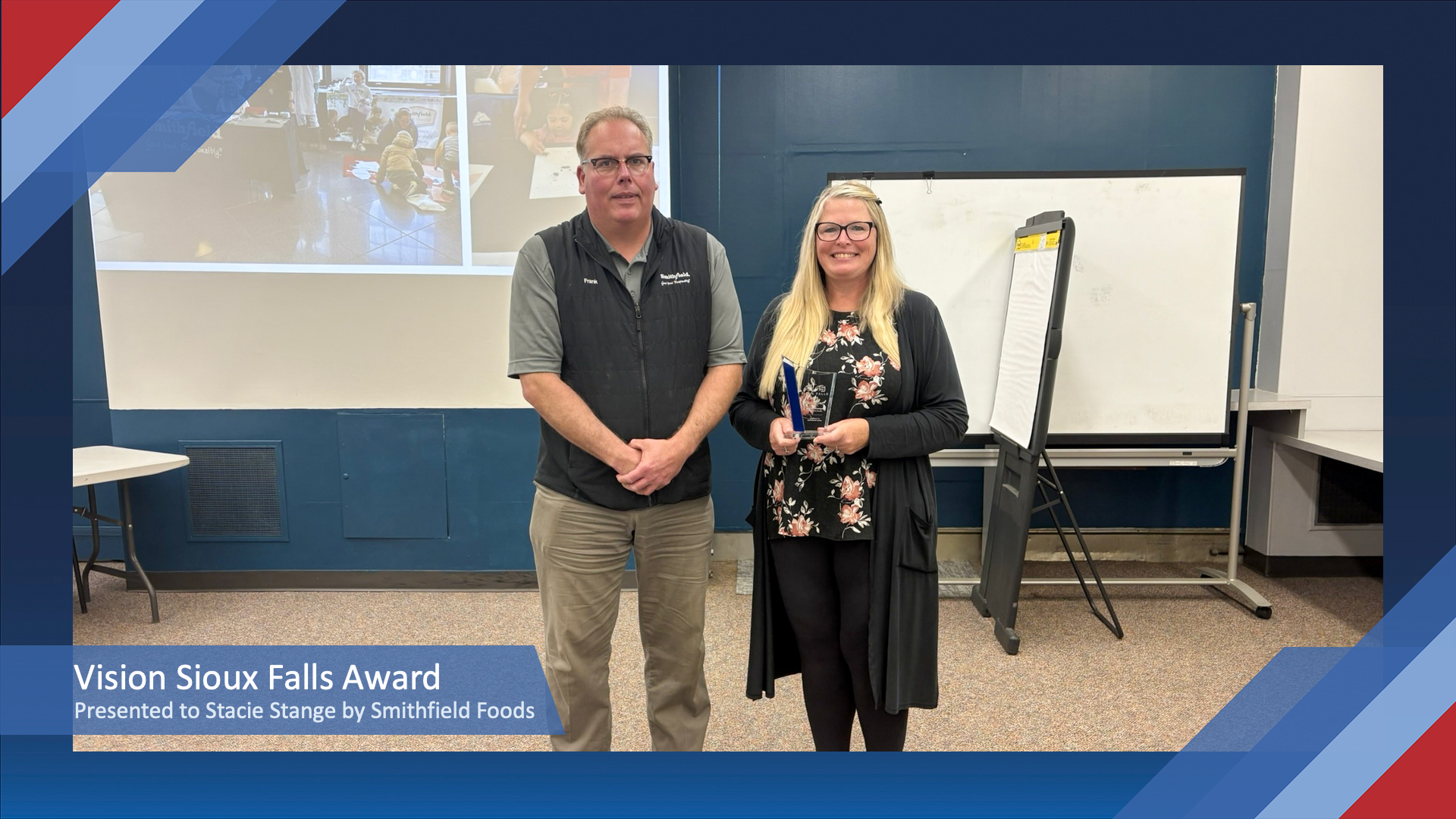 Vision Sioux Falls Award Presented to Stacie Stange by Smithfield Foods