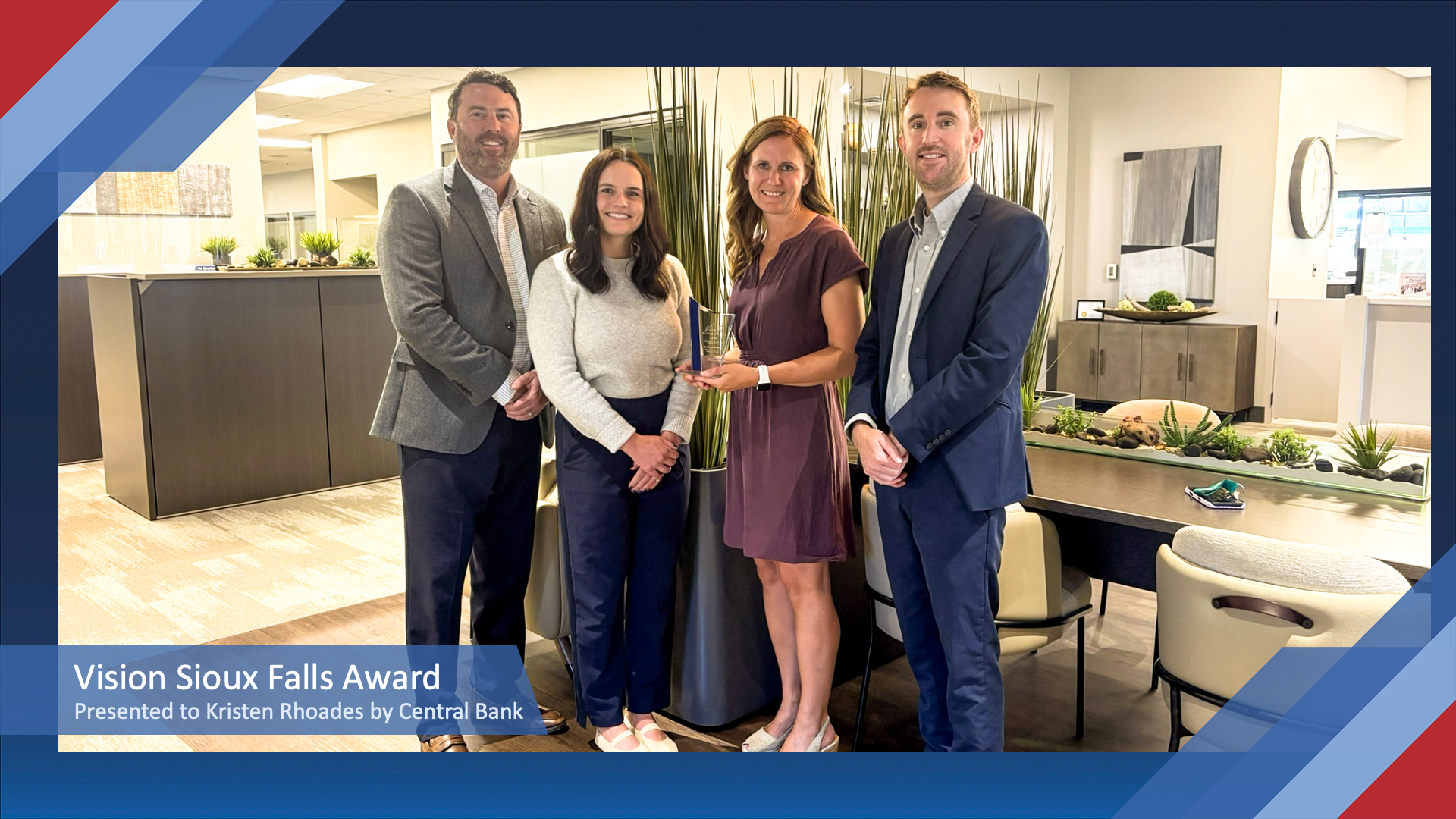 Vision Sioux Falls Award Presented to Kristen Rhoades by Central Bank